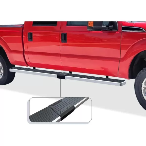 imageAPS Silver Running Board Style Running Boards Nerf Bars Side Steps Compatible with Ford F250 F350 Super Duty 19992016 Crew CabStainless Steel Polished