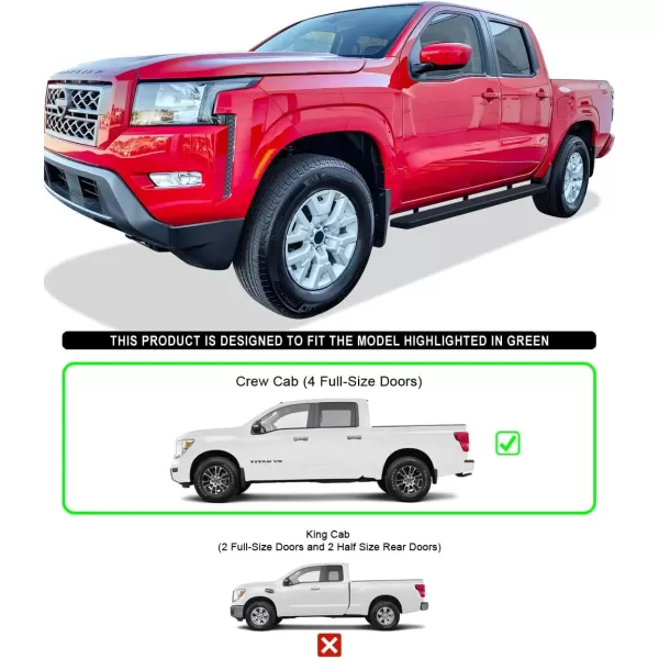 imageAPS 5in WheeltoWheel Black Nerf Bars Compatible with Nissan Frontier Crew Cab 5ft Bed 0525