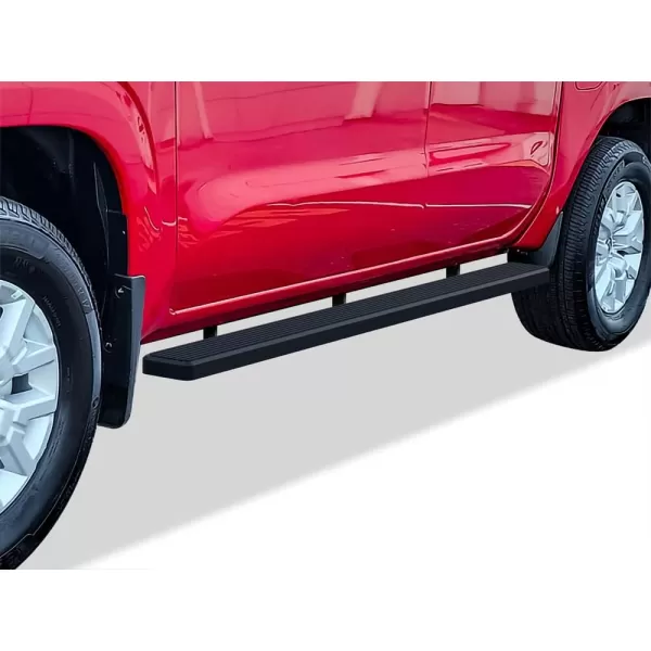 imageAPS 5in WheeltoWheel Black Nerf Bars Compatible with Nissan Frontier Crew Cab 5ft Bed 0525