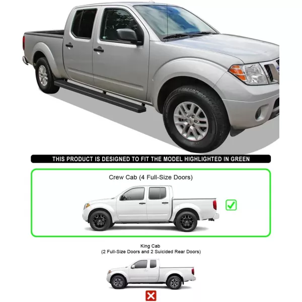 imageAPS 5in WheeltoWheel Black Nerf Bars Compatible with Nissan Frontier Crew Cab 6ft Bed 0525