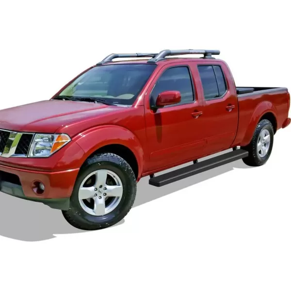 imageAPS 5in WheeltoWheel Black Nerf Bars Compatible with Nissan Frontier Crew Cab 6ft Bed 0525