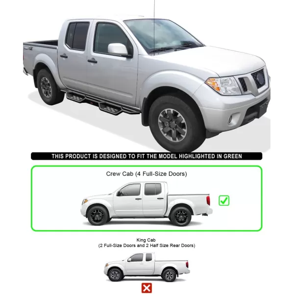 imageAPS Black 6 Inches Tubular Drop Down Style Nerf Bars Running Boards Compatible with Nissan Frontier 20052024 Crew CabBlack