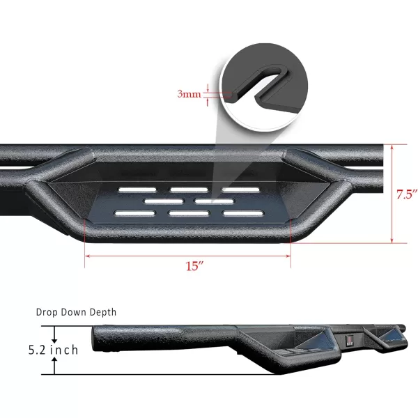 imageAPS Black 6 Inches Tubular Drop Down Style Nerf Bars Running Boards Compatible with Nissan Frontier 20052024 Crew CabBlack