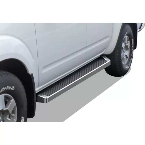 imageAPS Black Powder Coated 6 inches Wheel to Wheel Running Boards Side Bars Side Steps Compatible with Nissan Frontier 20052025 Crew Cab 5ft BedAluminum Silver