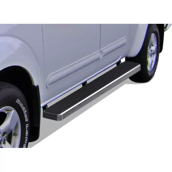 imageAPS Black Powder Coated 6 inches Wheel to Wheel Running Boards Side Bars Side Steps Compatible with Nissan Frontier 20052025 Crew Cab 5ft BedAluminum Silver