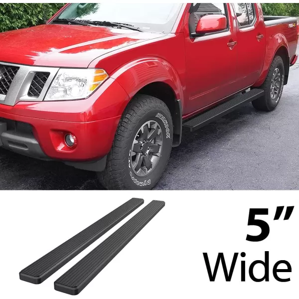 imageAPS Black Powder Coated 6 inches Wheel to Wheel Running Boards Side Bars Side Steps Compatible with Nissan Frontier 20052025 Crew Cab 5ft BedAluminum Black