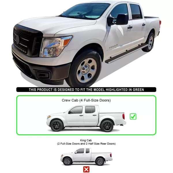 imageAPS Black Powder Coated 6 inches Wheel to Wheel Running Boards Side Bars Side Steps Compatible with Nissan Frontier 20052025 Crew Cab 5ft BedAluminum Silver