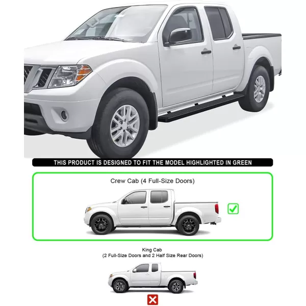 imageAPS Black Running Boards Style Compatible with Nissan Frontier 20052025 Crew Cab Nerf Bars Side Steps Side BarsAluminum Black