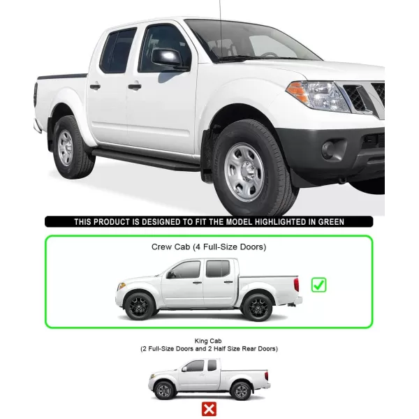 imageAPS Black Running Boards Style Compatible with Nissan Frontier 20052025 Crew Cab Nerf Bars Side Steps Side BarsAluminum Black