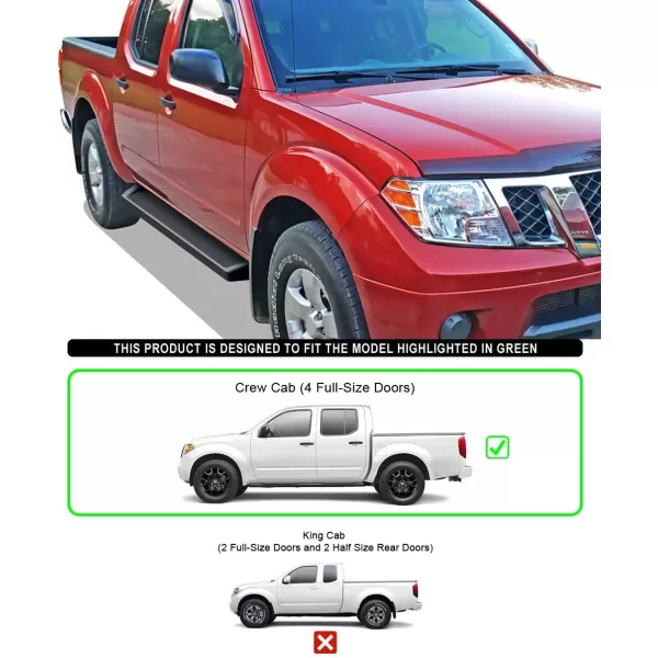 imageAPS Black Running Boards Style Compatible with Nissan Frontier 20052025 Crew Cab Nerf Bars Side Steps Side BarsAluminum Black