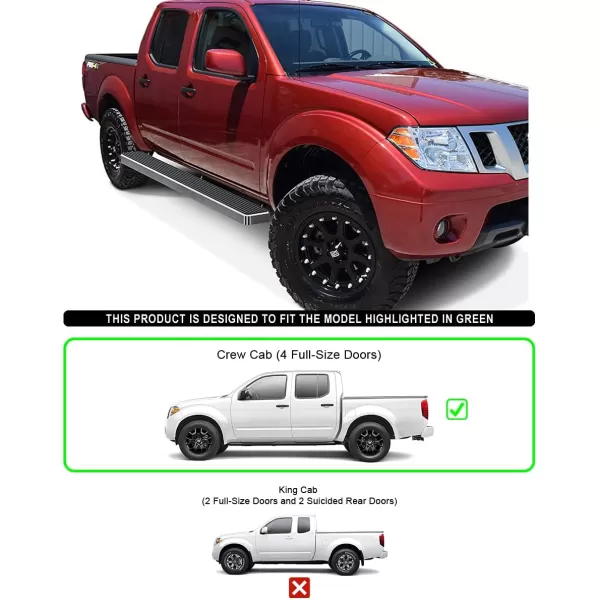 imageAPS Black Running Boards Style Compatible with Nissan Frontier 20052025 Crew Cab Nerf Bars Side Steps Side BarsAluminum Silver