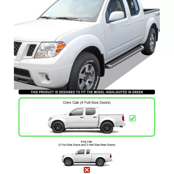 imageAPS Black Running Boards Style Compatible with Nissan Frontier 20052025 Crew Cab Nerf Bars Side Steps Side BarsAluminum Silver