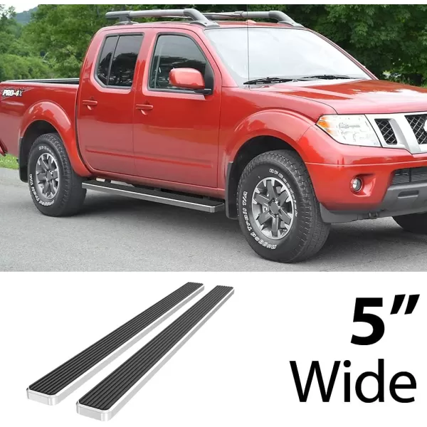 imageAPS Black Running Boards Style Compatible with Nissan Frontier 20052025 Crew Cab Nerf Bars Side Steps Side BarsSilver