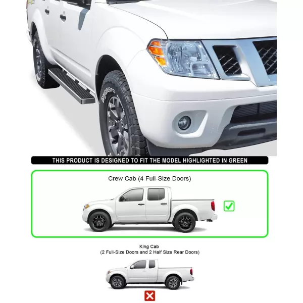 imageAPS Black Running Boards Style Compatible with Nissan Frontier 20052025 Crew Cab Nerf Bars Side Steps Side BarsSilver