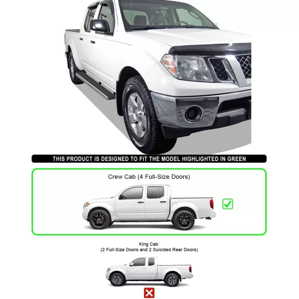 imageAPS Black Running Boards Style Compatible with Nissan Frontier 20052025 Crew Cab Nerf Bars Side Steps Side BarsSilver