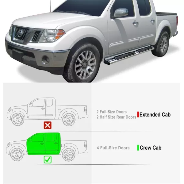 imageAPS Chrome OE Style Nerf Bars Running Boards Compatible with Nissan Frontier 20052024 Crew Cab