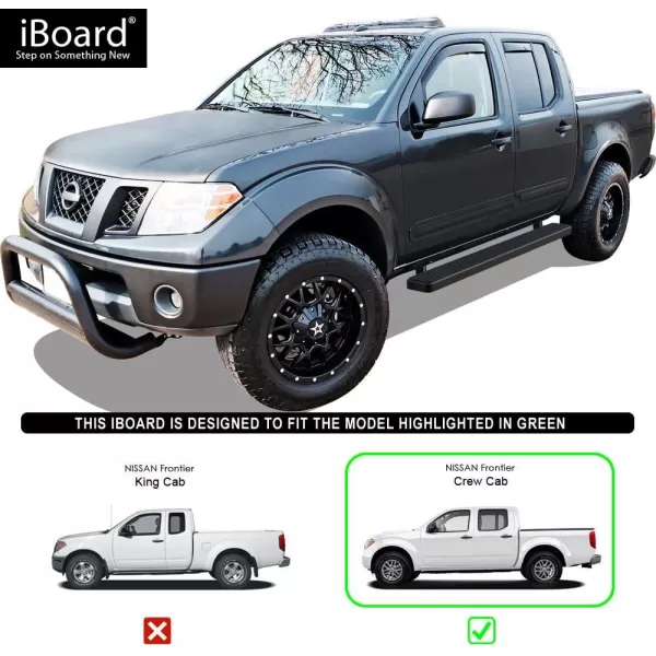 imageAPS IBNZ4904 Black 5quot Running Board Side Step iBoard Third Generation For Selected Nissan FrontierEquator Crew Cab Aluminum