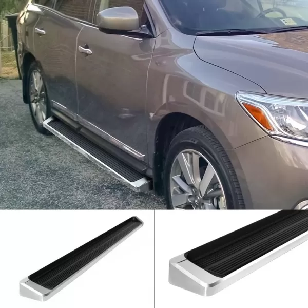 imageAPS iBoard Third Generation 6inch Black Aluminum Running Boards Side Step for Selected Nissan Frontier Equator Crew CabSilver