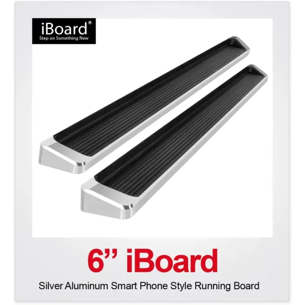 imageAPS iBoard Third Generation 6inch Black Aluminum Running Boards Side Step for Selected Nissan Frontier Equator Crew CabSilver