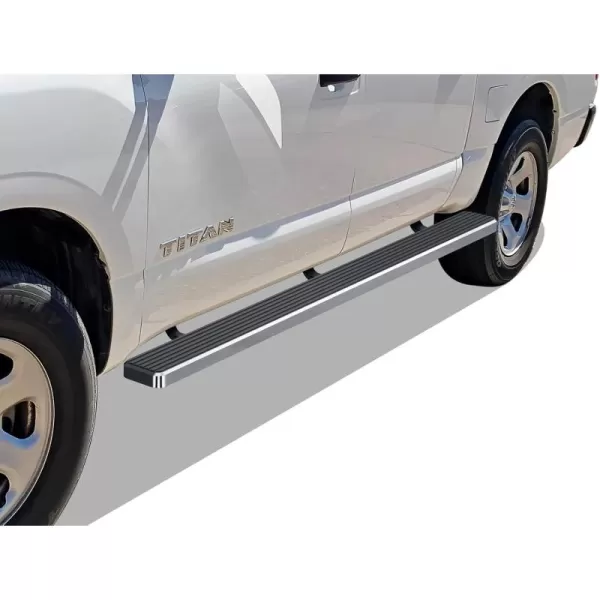 imageAPS Black Powder Coated 6 inches Wheel to Wheel Running Boards Side Bars Side Steps Compatible with Nissan Frontier 20052025 Crew Cab 5ft BedAluminum Silver