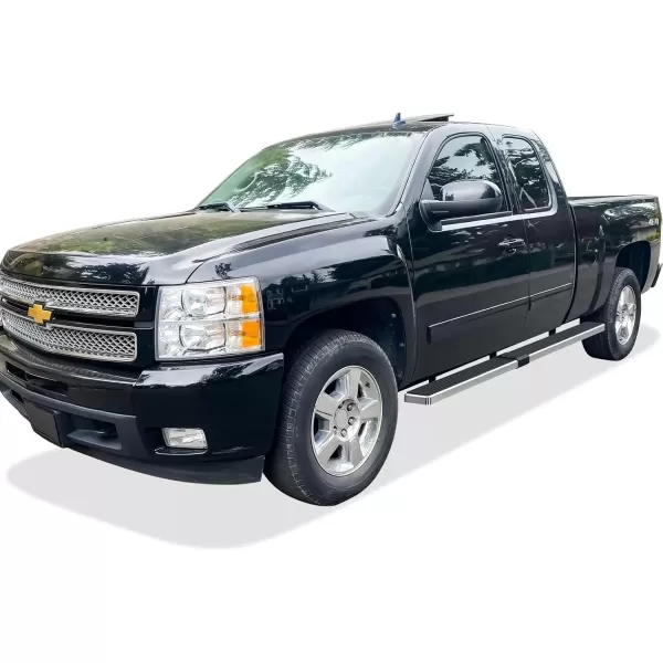 imageAPS Running Boards 6in Black Compatible with Chevy Silverado GMC Sierra 1500 2500 19992013 Double Cab ampamp 2500HD 3500 20012014 Exclude CK Classic Nerf Bars Side Steps Side BarsAluminum Silver
