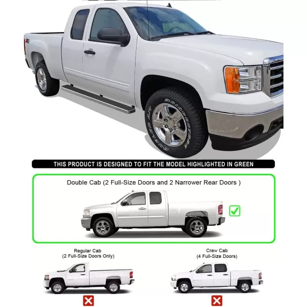 imageAPS Running Boards 6in Black Compatible with Chevy Silverado GMC Sierra 1500 2500 19992013 Double Cab ampamp 2500HD 3500 20012014 Exclude CK Classic Nerf Bars Side Steps Side BarsStainless Steel Polished