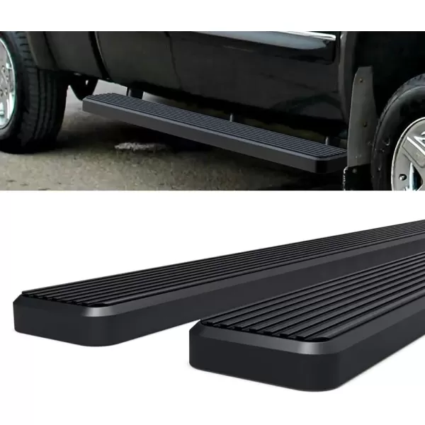 imageAPS Running Boards 6in Black Compatible with Chevy Silverado GMC Sierra 1500 2500 19992013 Double Cab ampamp 2500HD 3500 20012014 Exclude CK Classic Nerf Bars Side Steps Side BarsAluminum Black