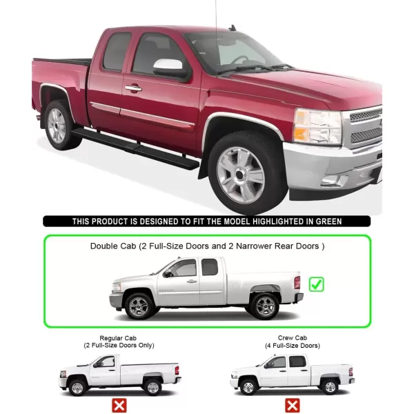 imageAPS Running Boards 6in Black Compatible with Chevy Silverado GMC Sierra 1500 2500 19992013 Double Cab ampamp 2500HD 3500 20012014 Exclude CK Classic Nerf Bars Side Steps Side BarsAluminum Black