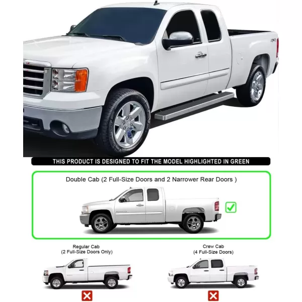 imageAPS Running Boards Bars Compatible with Chevy Silverado GMC Sierra 1500 2500 19992013 Double Cab ampamp 2500HD 3500 20012014 Exclude CK Classic 304 Stainless Steel Polished Silver 6 inchesStainless Steel Polished