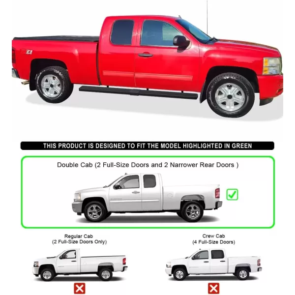 imageAPS Running Boards Bars Compatible with Chevy Silverado GMC Sierra 1500 2500 19992013 Double Cab ampamp 2500HD 3500 20012014 Exclude CK Classic 304 Stainless Steel Polished Silver 6 inchesStainless Steel Black