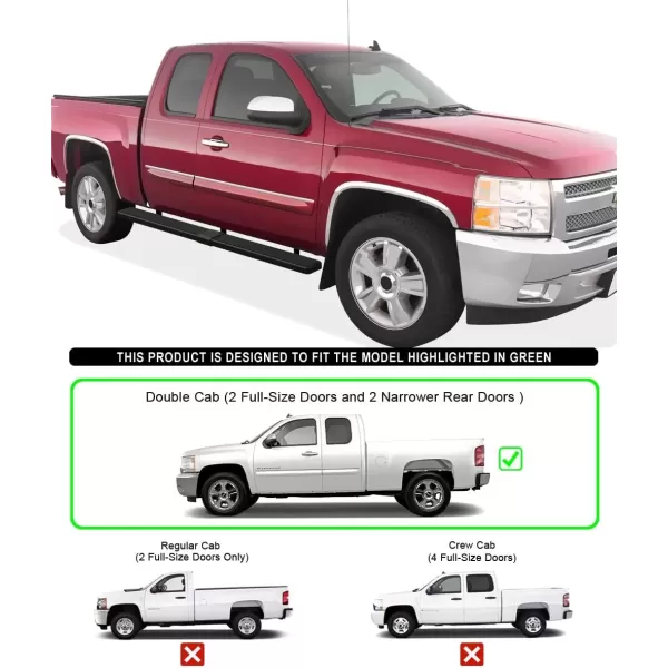 imageAPS Running Boards Bars Compatible with Chevy Silverado GMC Sierra 1500 2500 19992013 Double Cab ampamp 2500HD 3500 20012014 Exclude CK Classic 304 Stainless Steel Polished Silver 6 inchesStainless Steel Black
