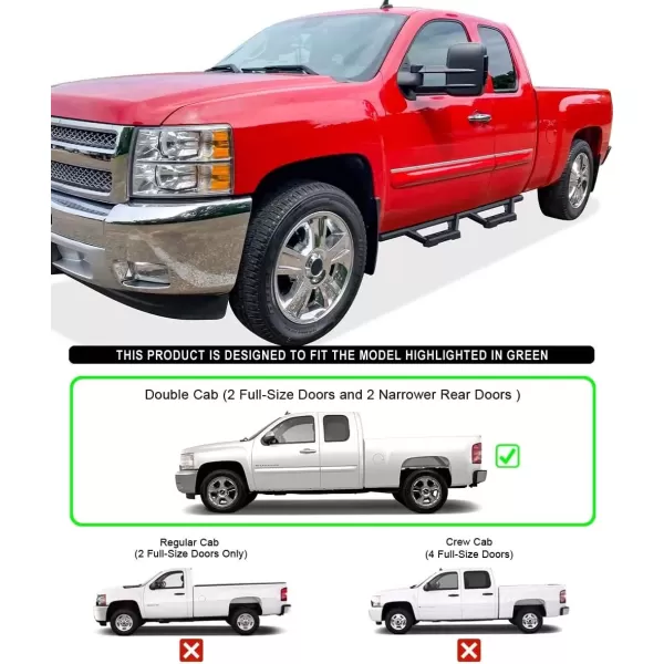 imageAPS Stainless Steel Pocket Steps Running Boards Compatible with Chevy Silverado GMC Sierra 1500 2500 19992006 Extended Cab ampamp 2500 HD 3500 ampamp 07 Classic 0106Black