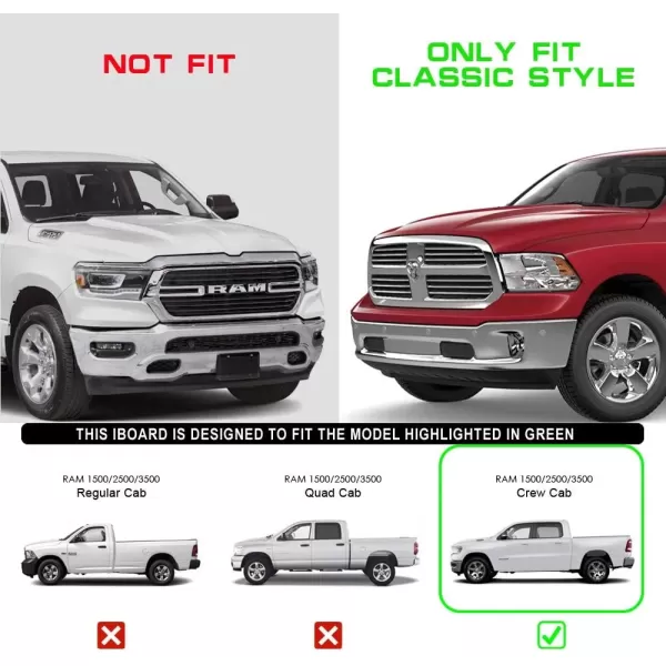 imageAPS Black Running Boards Style Compatible with Ram 1500 20092018 Crew Cab ampamp Ram 2500 3500 20102024 Nerf Bars Side Steps Side BarsAluminum Black
