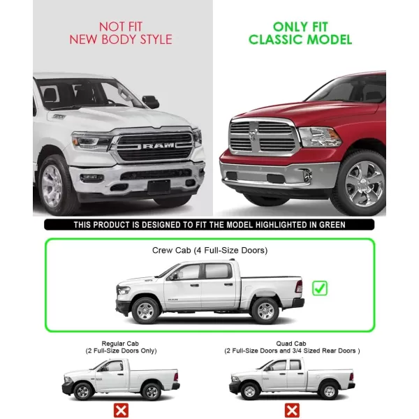 imageAPS Black Running Boards Style Compatible with Ram 1500 20092018 Crew Cab ampamp Ram 2500 3500 20102024 Nerf Bars Side Steps Side BarsPolished