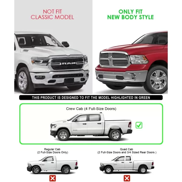 imageAPS Running Boards 5in Black Compatible with Ram 1500 20092018 Crew Cab ampamp Ram 2500 3500 20102024 Nerf Bars Side Steps Side BarsStainless Steel Polished