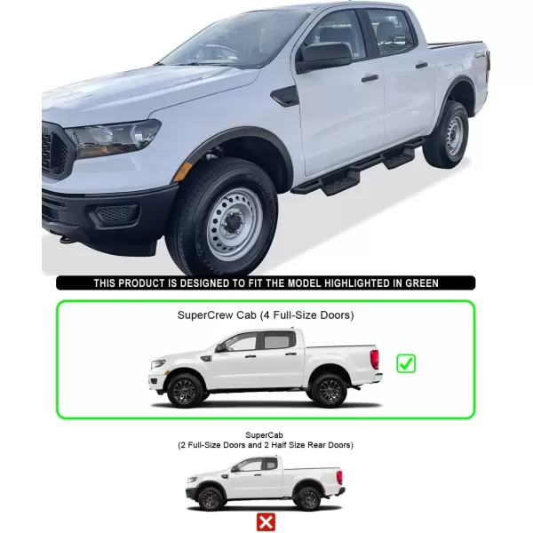 imageAPS Stainless Steel Pocket Steps Running Boards Side Bars Compatible with Ford Ranger 20192023 SuperCrew Cab 4DoorBlack