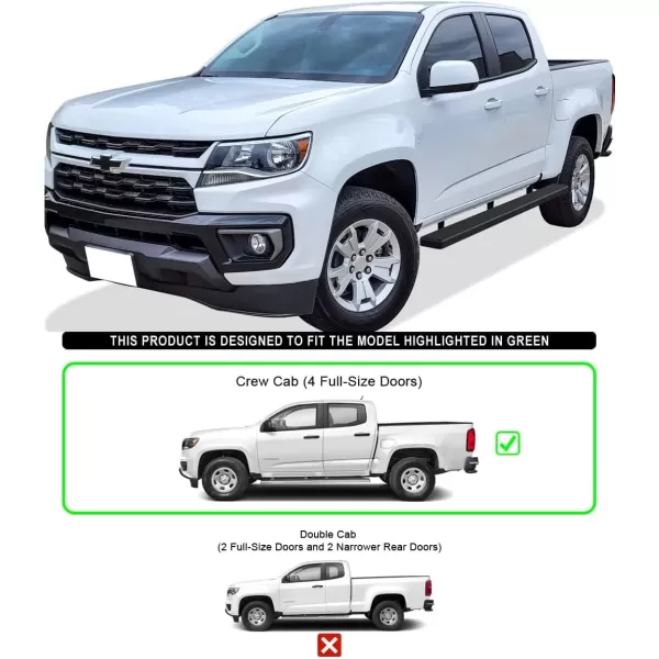 imageAPS 5in WheeltoWheel Black Nerf Bars Compatible with Colorado Canyon Crew Cab 5ft Bed 1525