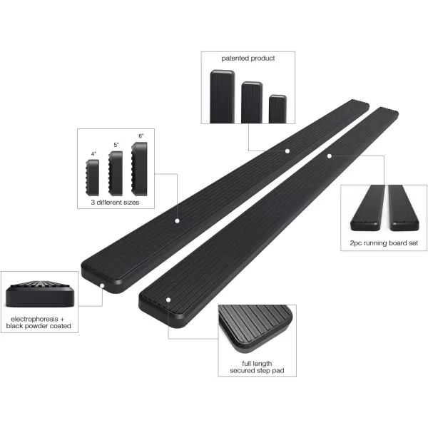 imageAPS 6in Black Running Boards Compatible with Chevy Colorado GMC Canyon Crew Cab 1525