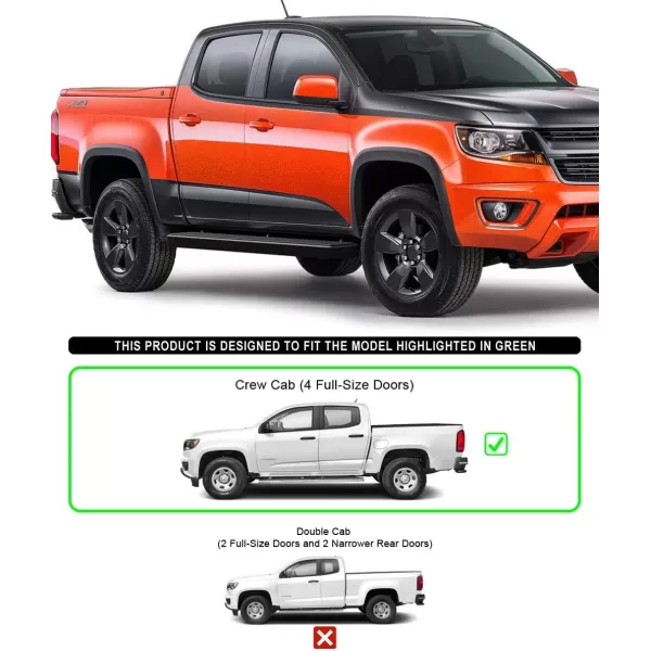 imageAPS 6in Black Running Boards Compatible with Chevy Colorado GMC Canyon Crew Cab 1525