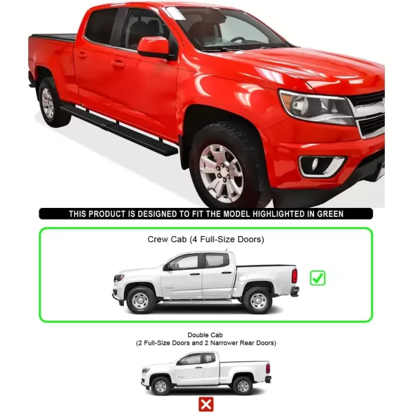 imageAPS 6in WheeltoWheel Black Nerf Bars Compatible with Colorado Canyon Crew Cab 6ft Bed 1525