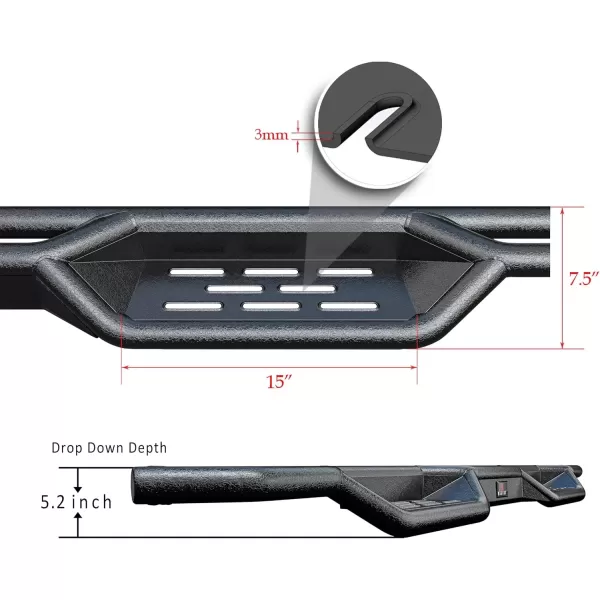 imageAPS Black 6 Inches Tubular Drop Down Style Nerf Bars Running Boards Compatible with Jeep Wrangler JK 20072018 4Door Factory sidesteps or Rock Rails Have to be RemovedBlack