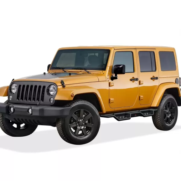 imageAPS Black 6 Inches Tubular Drop Down Style Nerf Bars Running Boards Compatible with Jeep Wrangler JK 20072018 4Door Factory sidesteps or Rock Rails Have to be RemovedBlack