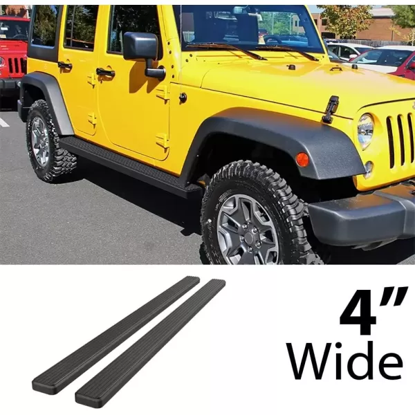 imageAPS Black Powder Coated 6 inches Running Boards Side Bars Side Steps Compatible with Jeep Wrangler JK 20072018 4Door Factory sidesteps or Rock Rails Have to be RemovedAluminum Black