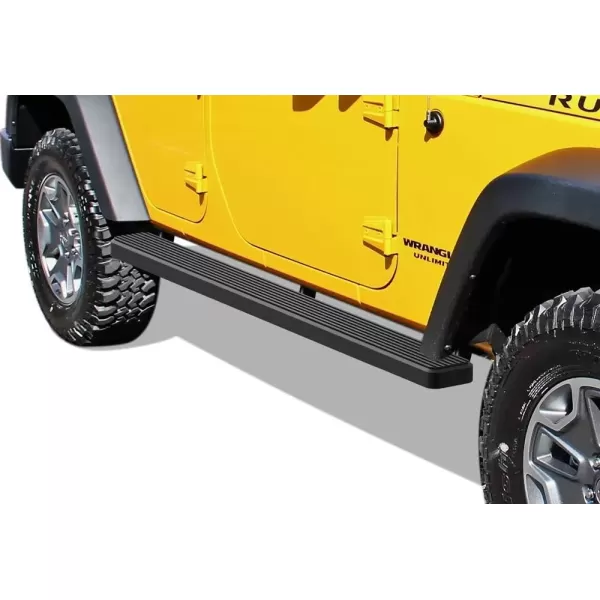 imageAPS Black Powder Coated 6 inches Running Boards Side Bars Side Steps Compatible with Jeep Wrangler JK 20072018 4Door Factory sidesteps or Rock Rails Have to be RemovedStainless Steel Black