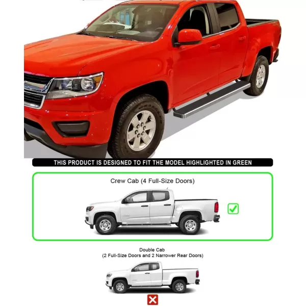 imageAPS IBCY4802 iBoard Third Generation 5inch Silver Aluminum Running Boards Side Step for Selected Chevy Colorado GMC Canyon Crew CabStainless Steel Polished
