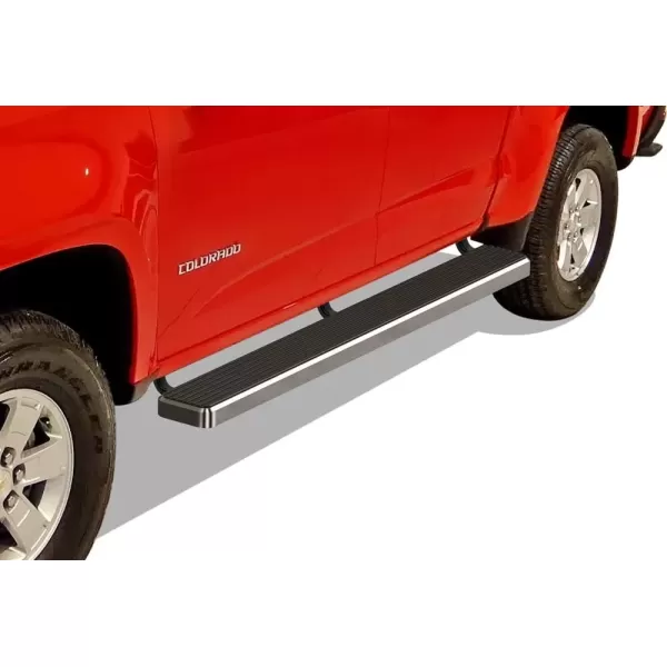 imageAPS IBCY4802 iBoard Third Generation 5inch Silver Aluminum Running Boards Side Step for Selected Chevy Colorado GMC Canyon Crew CabStainless Steel Polished