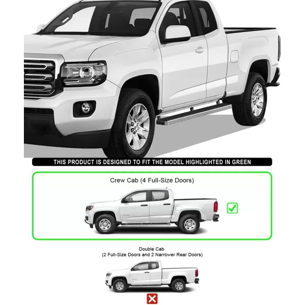imageAPS IBCY4802 iBoard Third Generation 5inch Silver Aluminum Running Boards Side Step for Selected Chevy Colorado GMC Canyon Crew CabStainless Steel Polished