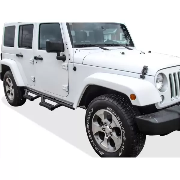 imageAPS Pocket Steps Running Boards Side Bars Compatible with Jeep Wrangler JK 20072018 4Door Factory sidesteps or Rock Rails Have to be RemovedBlack