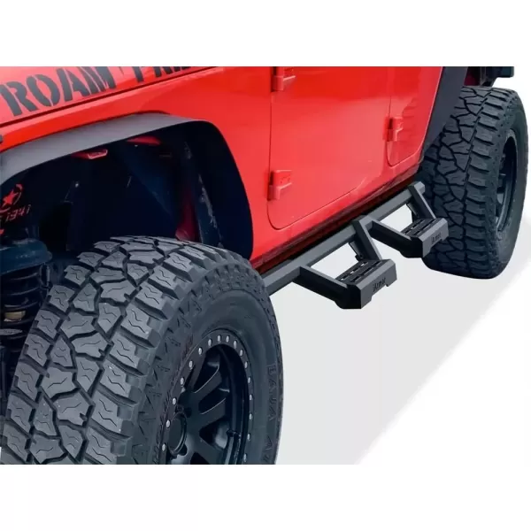 imageAPS Pocket Steps Running Boards Side Bars Compatible with Jeep Wrangler JK 20072018 4Door Factory sidesteps or Rock Rails Have to be RemovedBlack