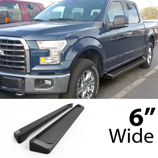 imageAPS Running Boards 5in Black Compatible with Ford F150 20152025 SuperCrew Cab ampamp F150 Lightning 20222025 ampamp F250 F350 Super Duty 20172025 Crew Cab Stainless Steel Nerf Bars Side StepsAluminum Black